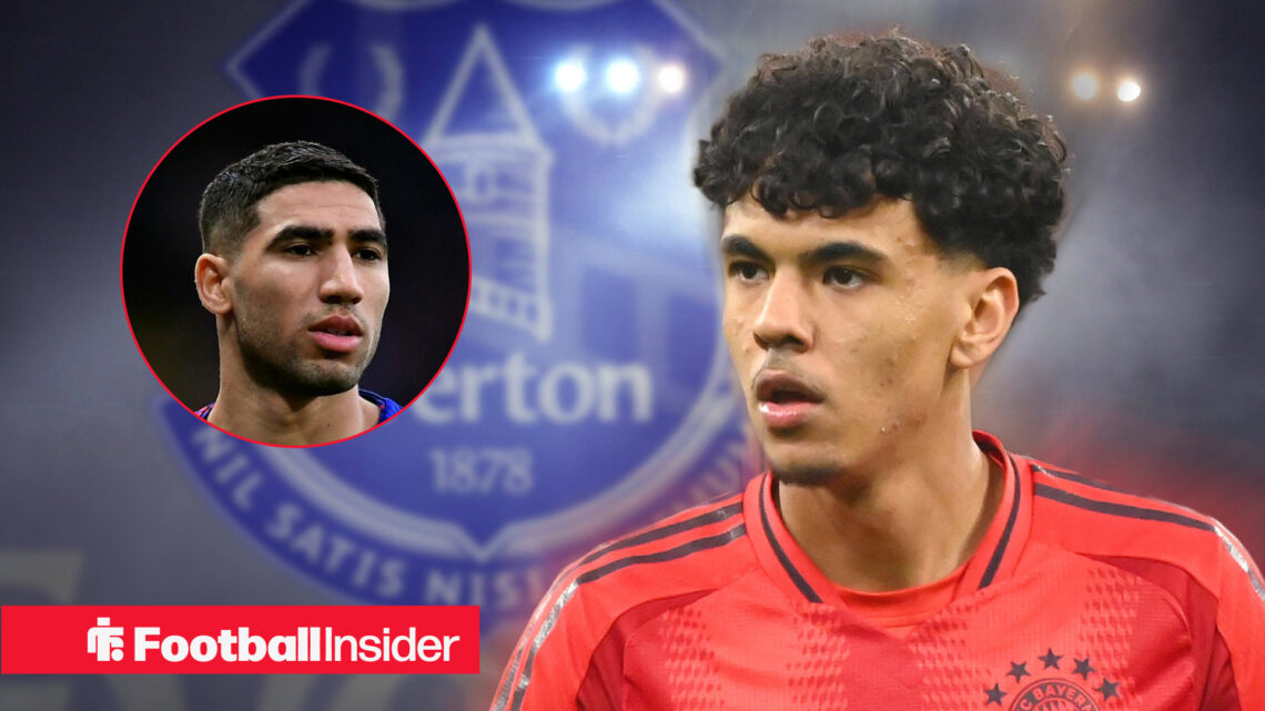New Everton signing Adam Aznou in a Bayern kit and PSG's Achraf Hakimi