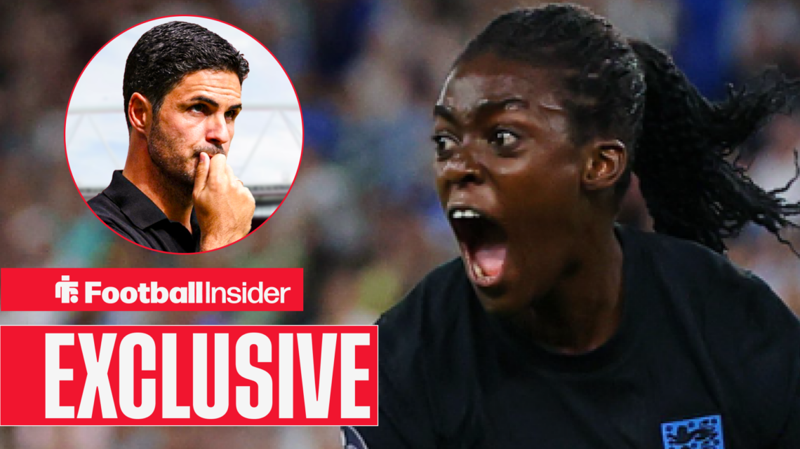 Arsenal manager Mikel Arteta watches on as Michelle Agyemang celebrates