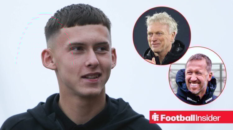 Sunderland player Chris Rigg, Everton boss David Moyes and West Ham boss Graham Potter all looking happy