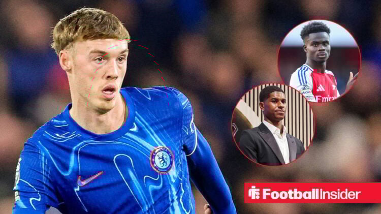 Chelsea star Cole Palmer with Marcus Rashford and Bukayo Saka