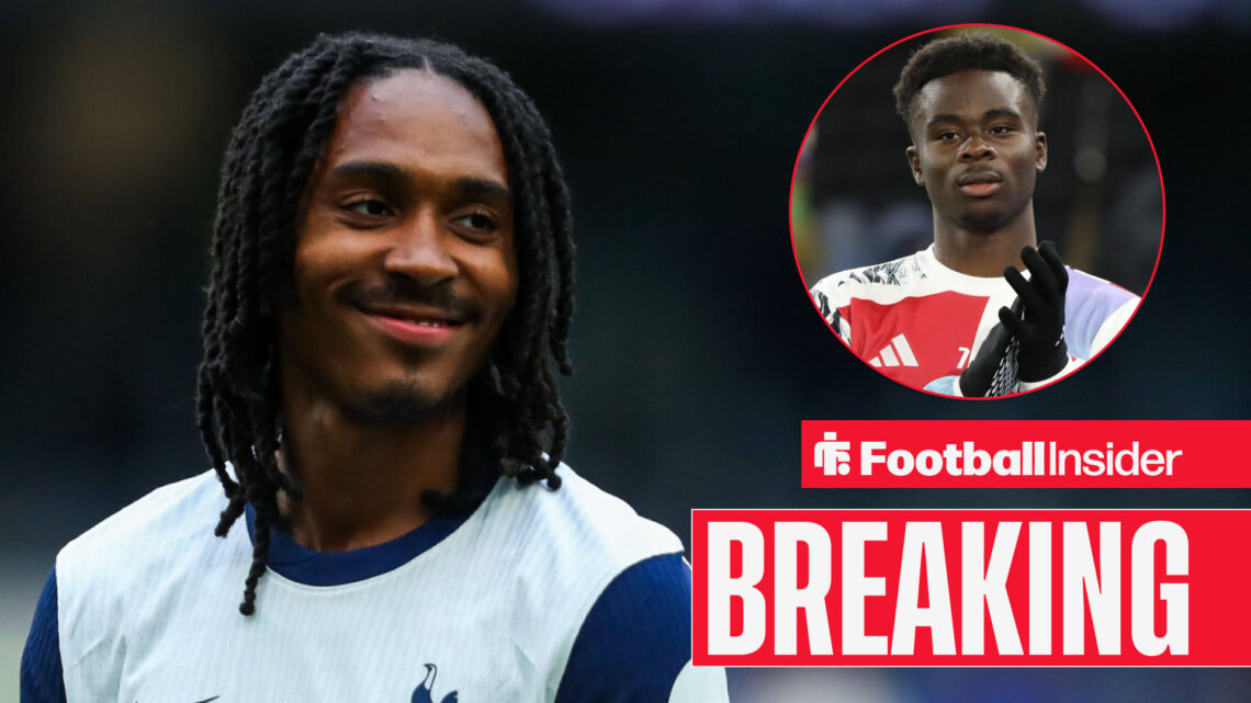 Tottenham's Djed Spence and Arsenal's Bukayo Saka