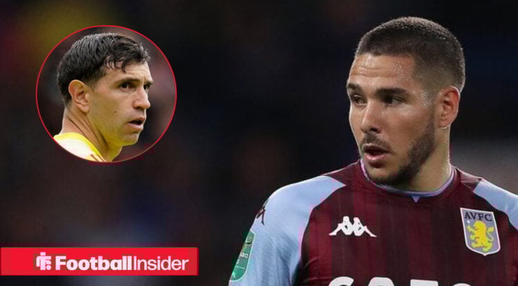 Aston Villa midfielder Emi Buendia and goalkeeper Emi Martinez.