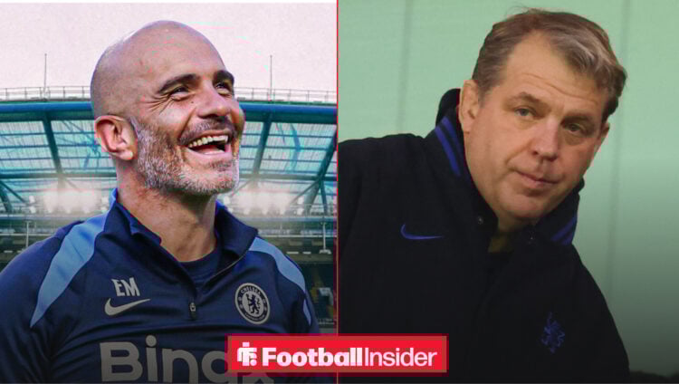 Chelsea manager Enzo Maresca laughing and owner Todd Boehly