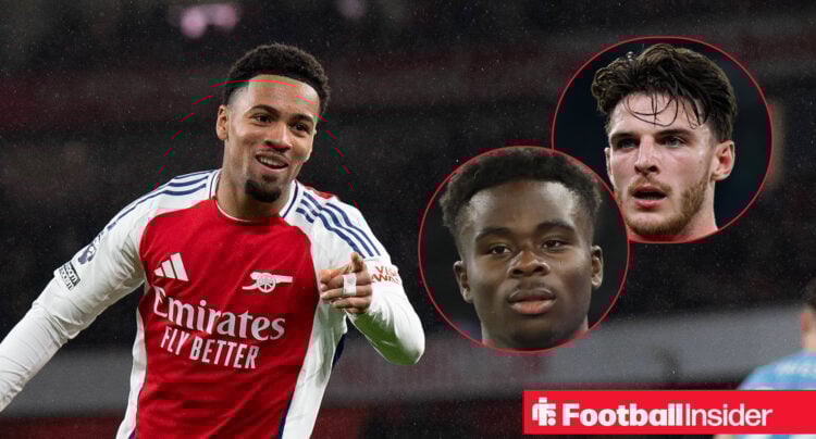 Ethan Nwaneri Declan Rice Bukayo Saka Arsenal