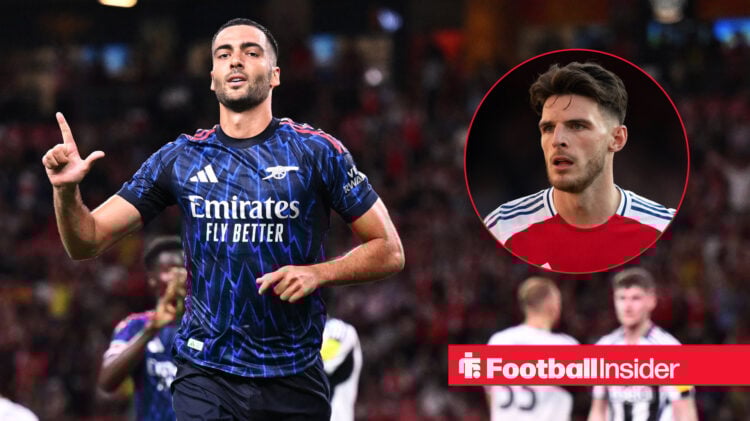 Arsenal midfielders Mikel Merino and Declan Rice