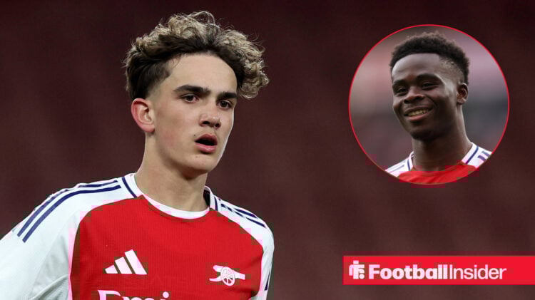 Arsenal players Max Dowman and Bukayo Sakaq