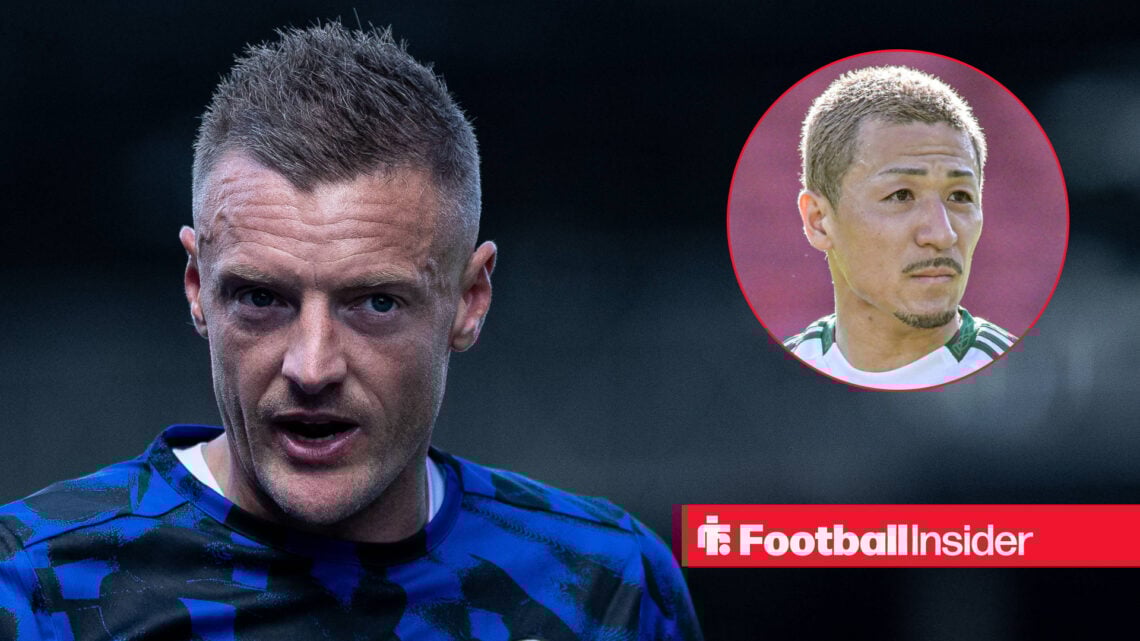 Jamie Vardy and Celtic forward Daizen Maeda.