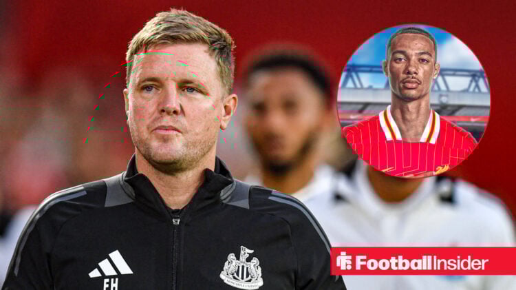 Newcastle manager Eddie Howe, Liverpool striker Hugo Ekitike