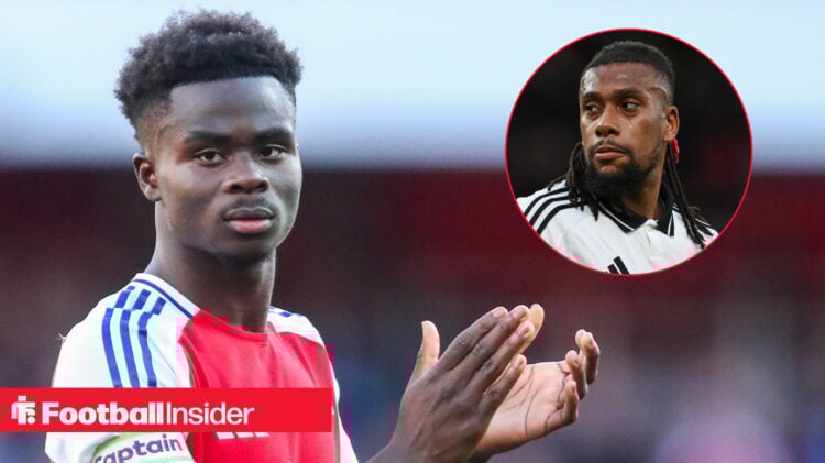 Arsenal forward Bukayo Saka, Fulham's Alex Iwobi
