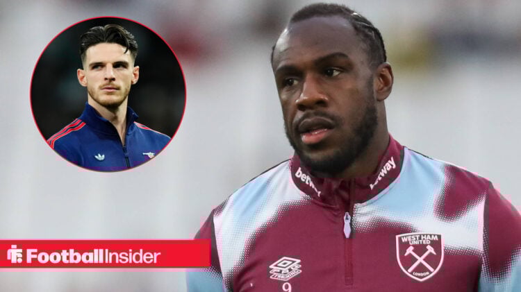 West Ham striker Michail Antonio, Arsenal's Declan Rice