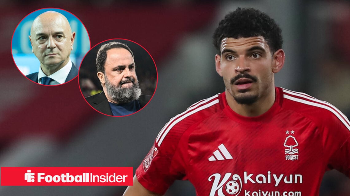 Morgan Gibbs-White Evangelos Marinakis daniely Levy, Tottenham Nottingham Forest