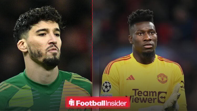 Altay Bayindir and Andre Onana of Manchester United