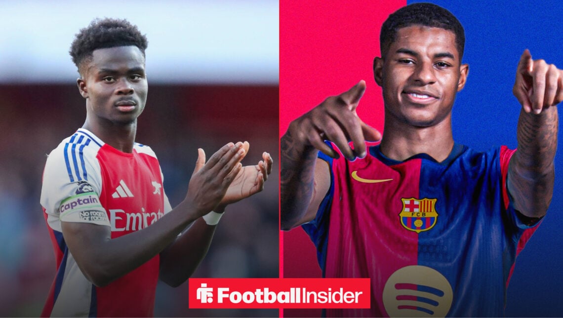 Arsenal star Bukayo Saka and Barcelona new boy Marcus Rashford