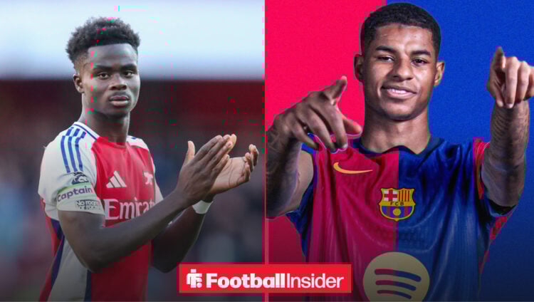 Arsenal star Bukayo Saka and Barcelona new boy Marcus Rashford