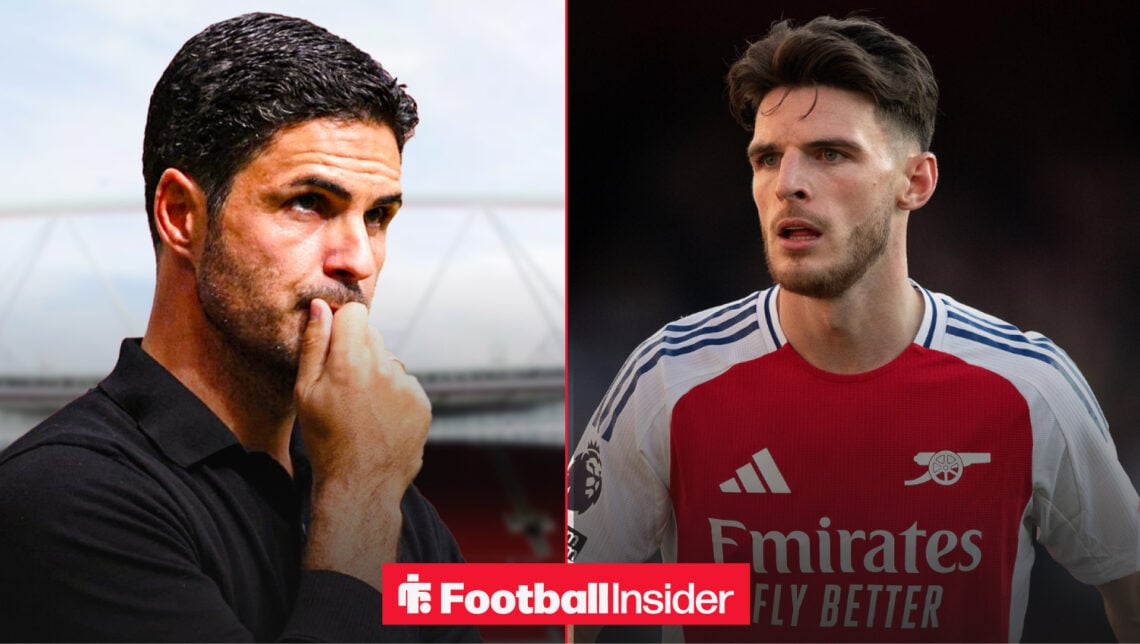Arsenal boss Mikel Arteta and Declan Rice
