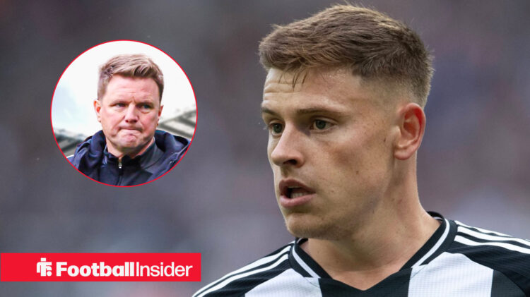 Newcastle's Harvey Barnes and manager Eddie Howe