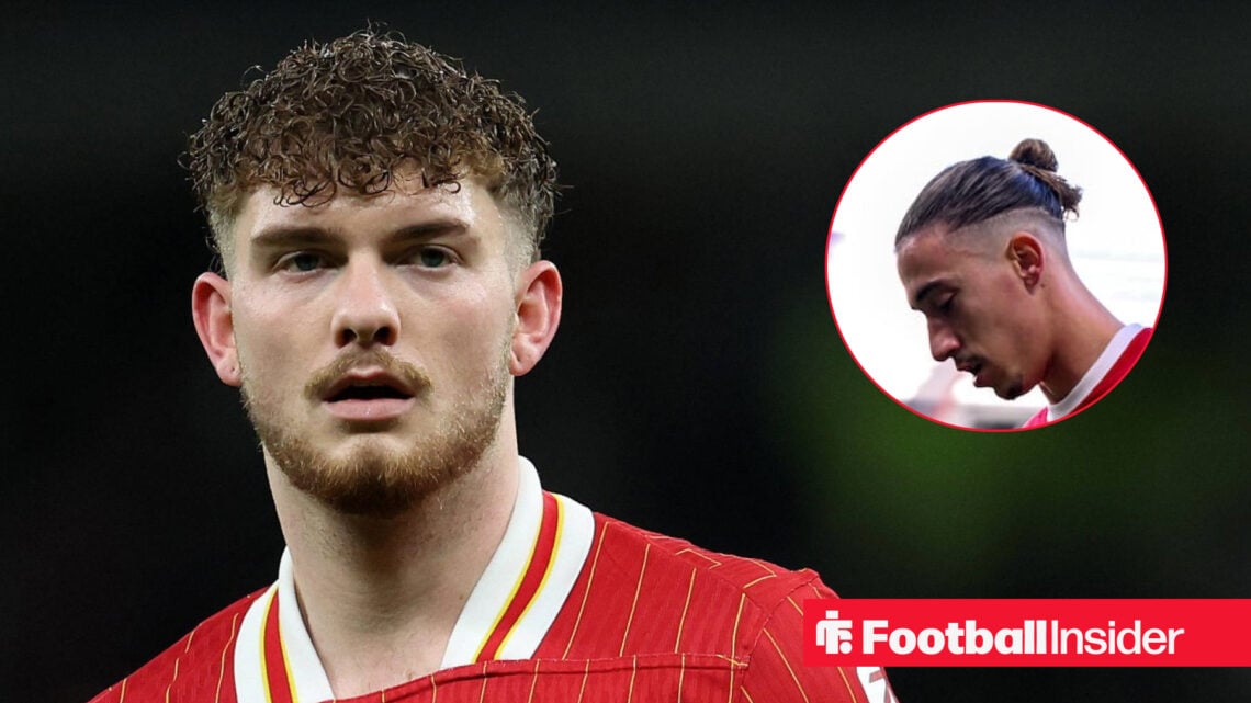 Liverpool's Harvey Elliott, and Kostas Tsimikas looking dejected