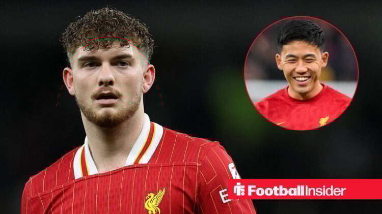 Liverpool midfielders Harvey Elliott and Wataru Endo
