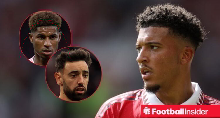Jadon Sancho Bruno Fernandes Marcus Rashford Manchester United