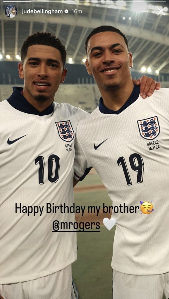 Jude Bellingham, Morgan Rogers Instagram story in England kits