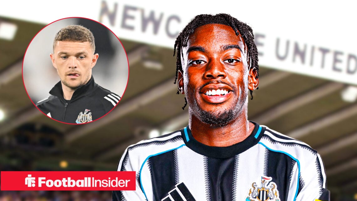 Anthony Elanga smiles in Newcastle kit and Kieran Trippier