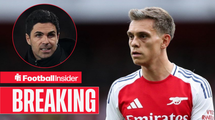 Arsenal's Leandro Trossard and Mikel Arteta