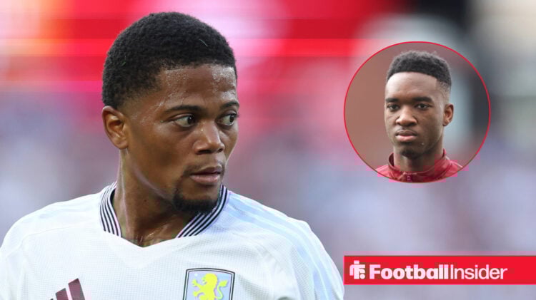 Aston Villa's Leon Bailey and Lamare Bogarde both in action