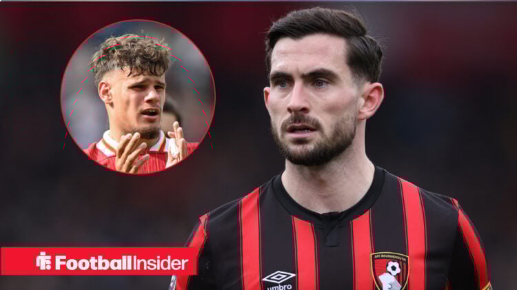 Lewis Cook and former Bournemouth teammate Milos Kerkez applauding