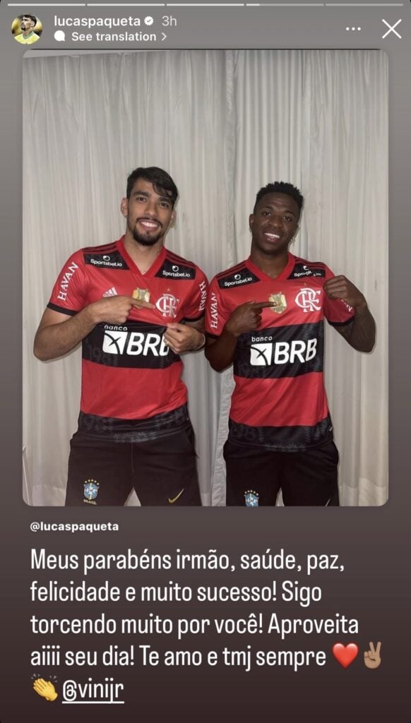 Lucas Paqueta Vinicius story