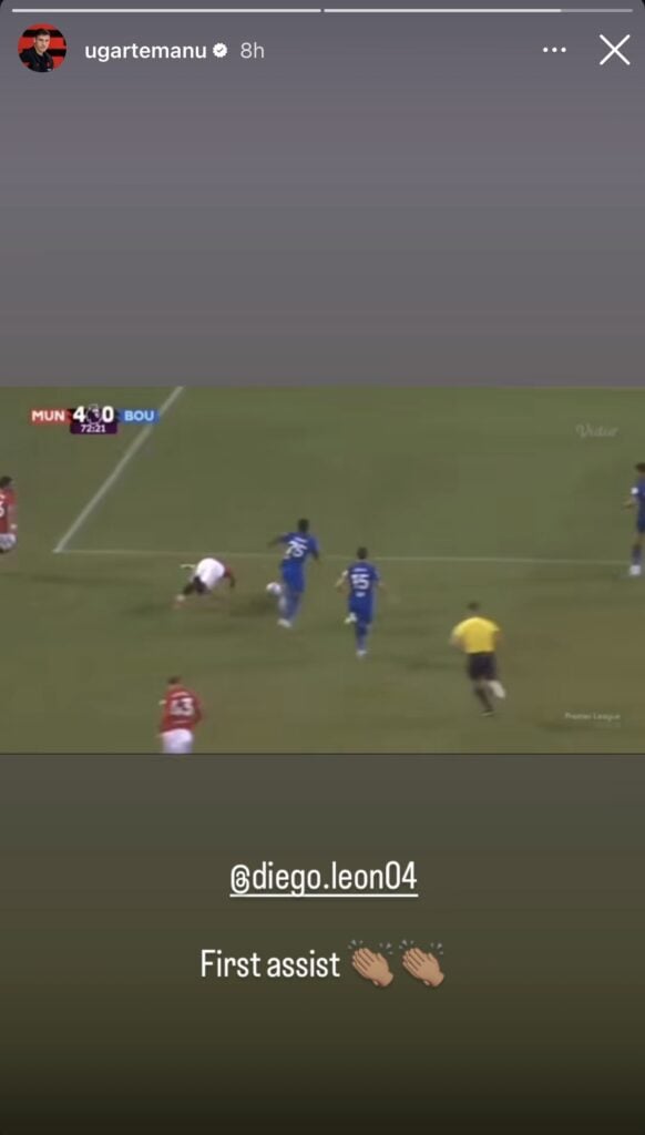 Man United's Manuel Ugarte mocks Diego Leon on his Instagram story