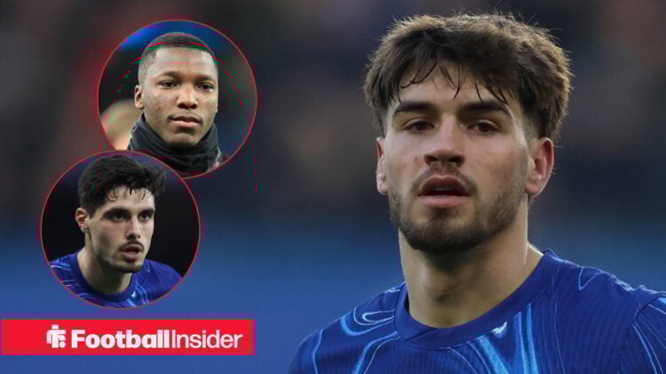 Chelsea's Marc Guiu, Moises Caicedo and Pedro Neto all in action