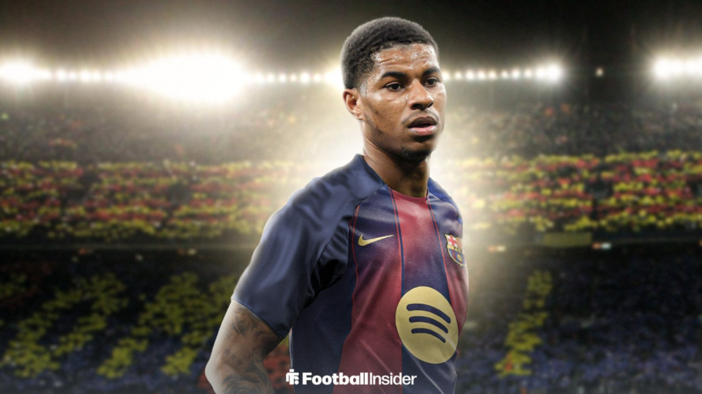 Marcus Rashford in action for Barcelona