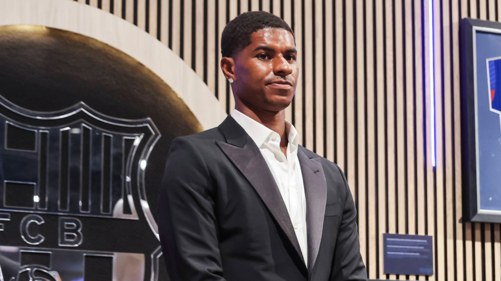 Marcus Rashford is unveiled as a new Barcelona signing
