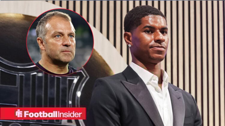 Barcelona manager Hansi Flick as Marcus Rashford is unveiled