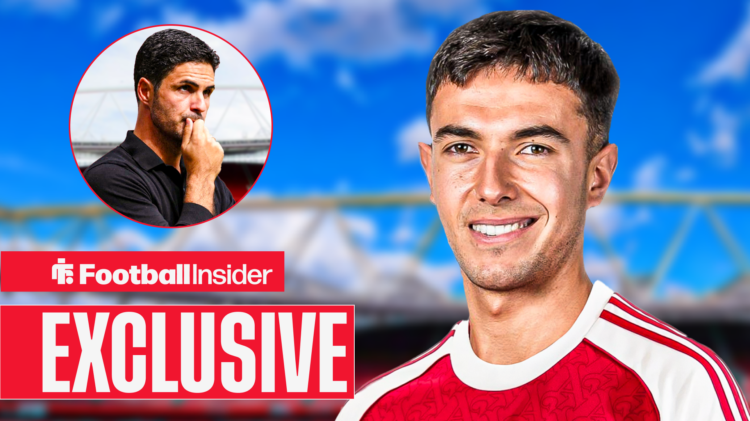 Martin Zubimendi and Mikel Arteta at Arsenal