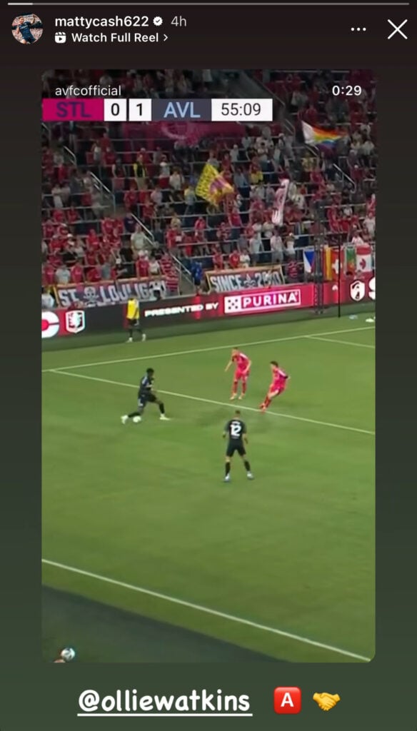 Matty Cash, Ollie Watkins Instagram story