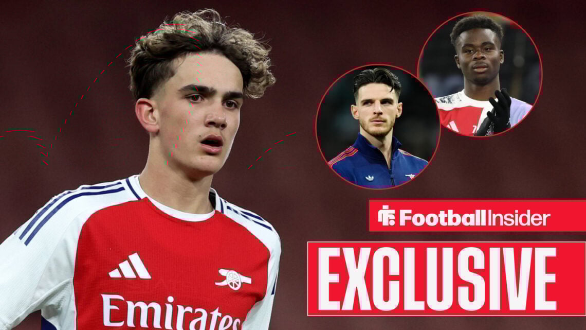Max Dowman, Declan Rice and Bukayo Saka at Arsenal