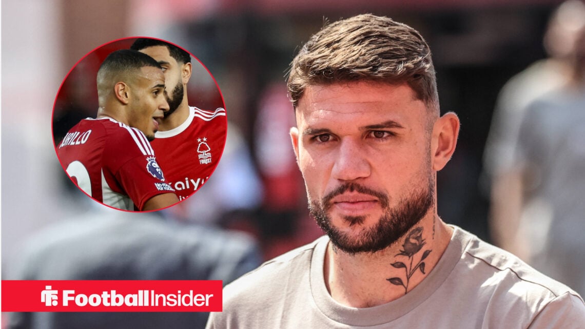 Murillo looks towards Morato arriving at a Nottingham Forest game