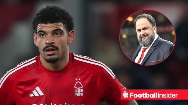 Nottingham Forest star Morgan Gibbs-White and owner Evangelos Marinakis