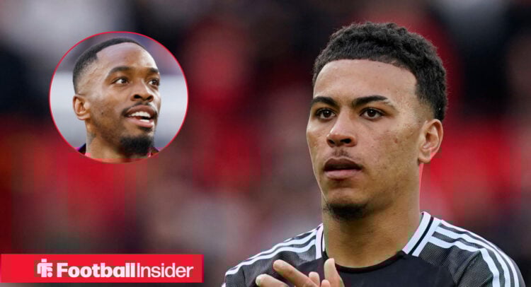 Morgan Rogers in an Aston Villa away shirt alongside a headshot of Ivan Toney.