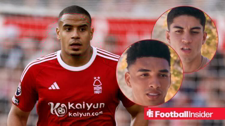 Nottingham Forest's Murillo in action as Igor Jesus and Jair Cunha are interviewed