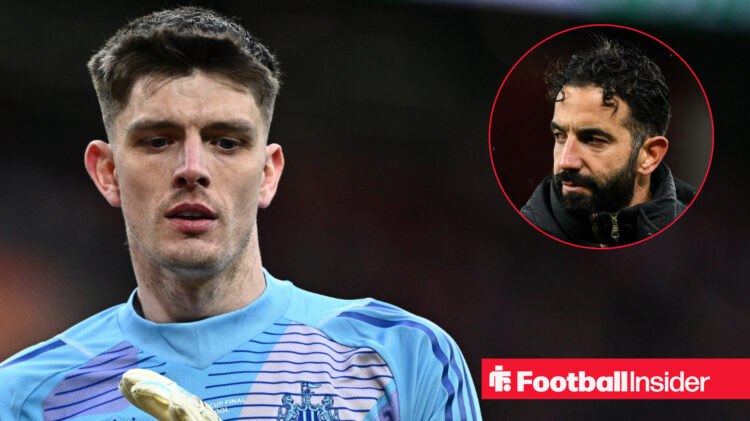 Newcastle United goalkeeper Nick Pope and Manchester United boss Ruben Amorim