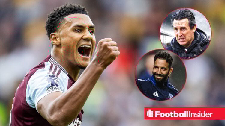 Ollie Watkins cheering at Aston Villa, Ruben Amorim and Unai Emery