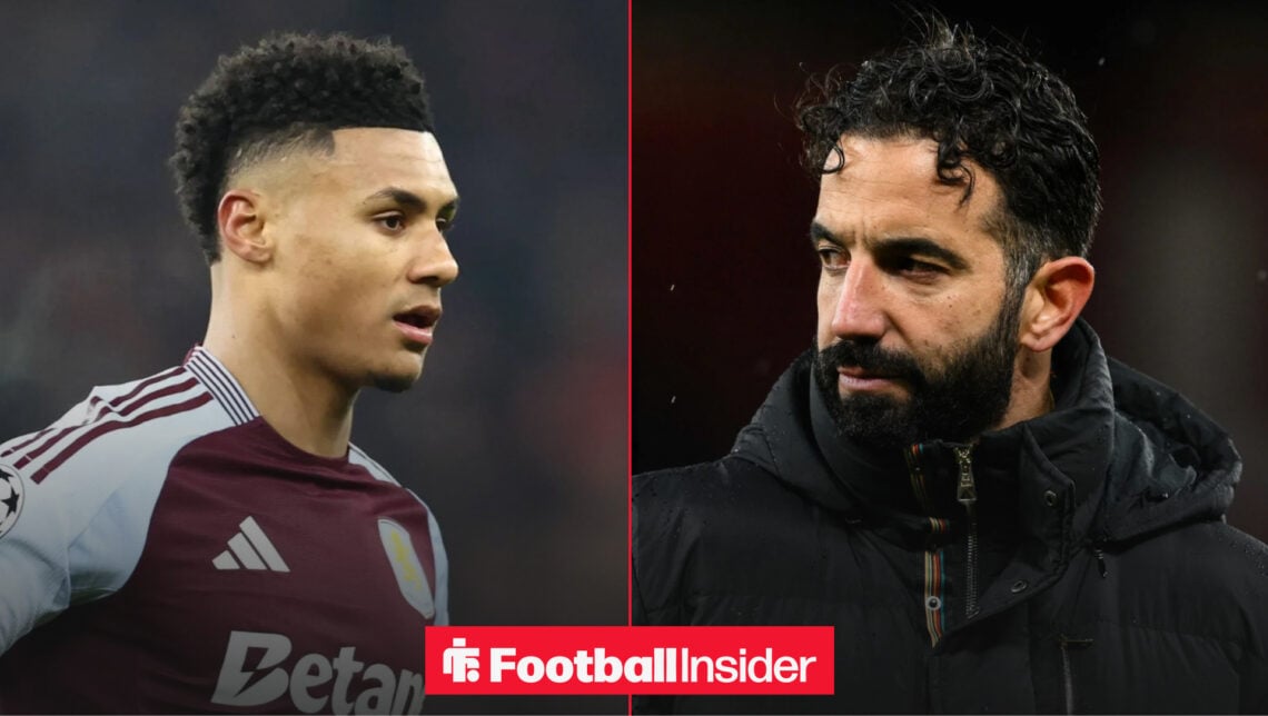 Aston Villa striker Ollie Watkins and Manchester United boss Ruben Amorim
