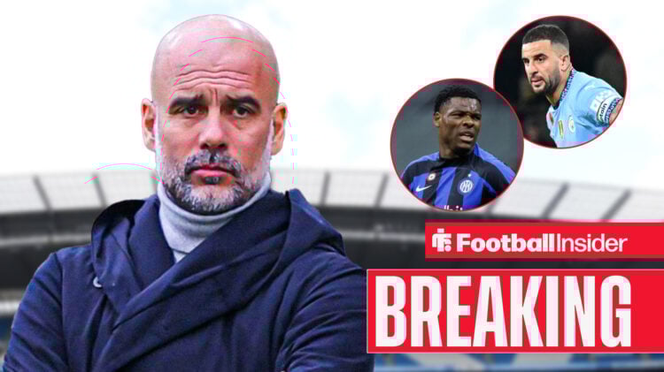 Pep Guardiola, Denzel Dumfries, Kyle Walker, Man City