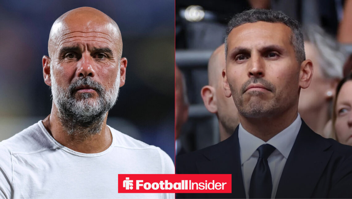 Pep Guardiola alongside Khaldoon Al Mubarak