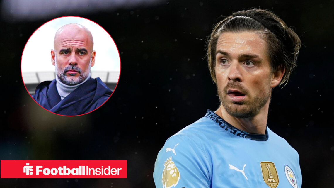 Manchester City manager Pep Guardiola and Jack Grealish