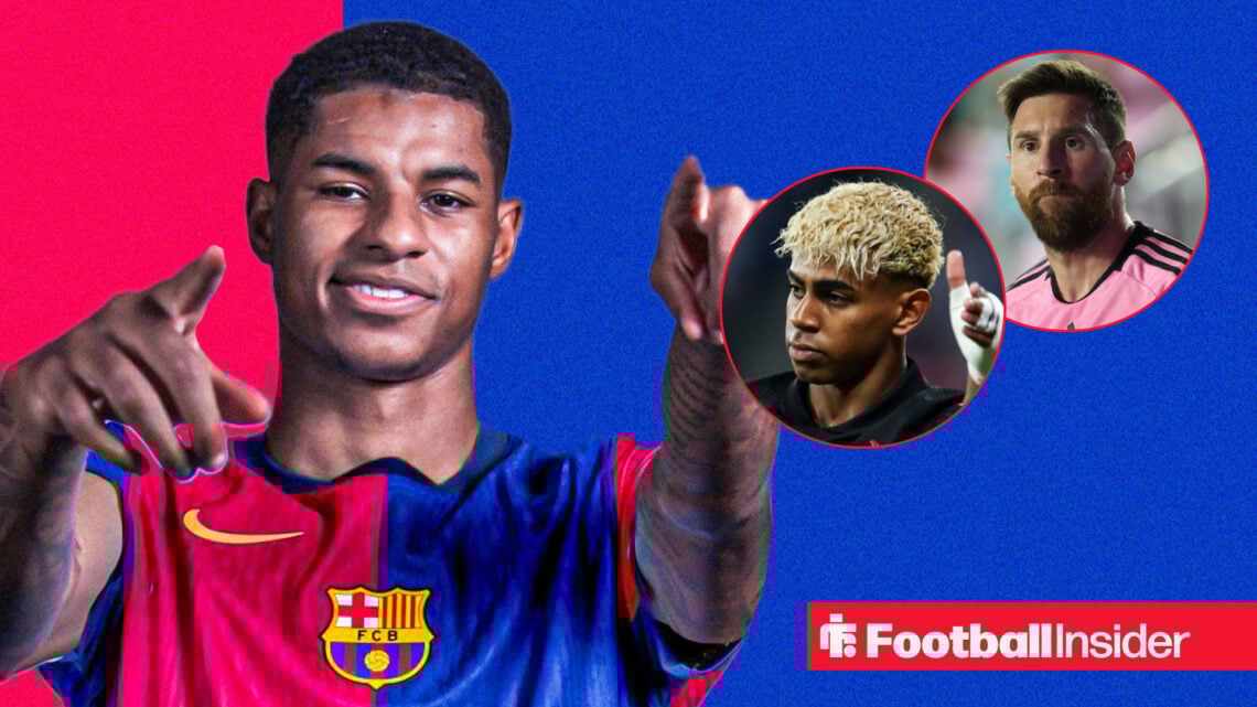 Marcus Rashford Lamine Yamal Lionel Messi, Man United Barcelona Inter Miami