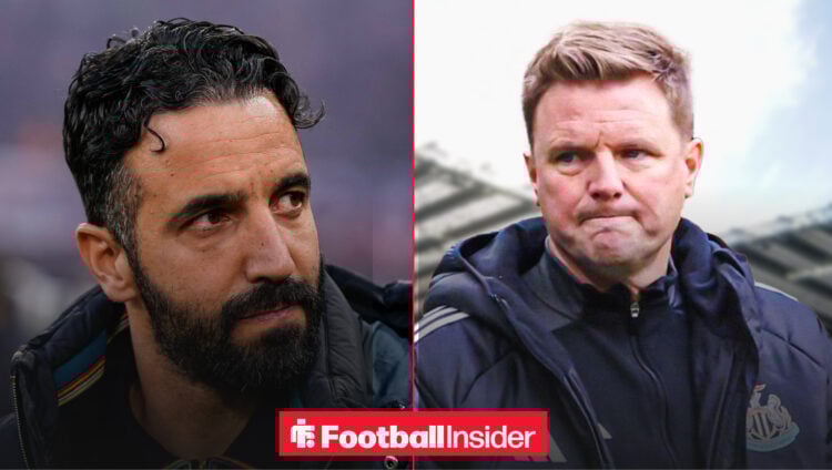 Manchester United manager Ruben Amorim and Newcastle manager Eddie Howe