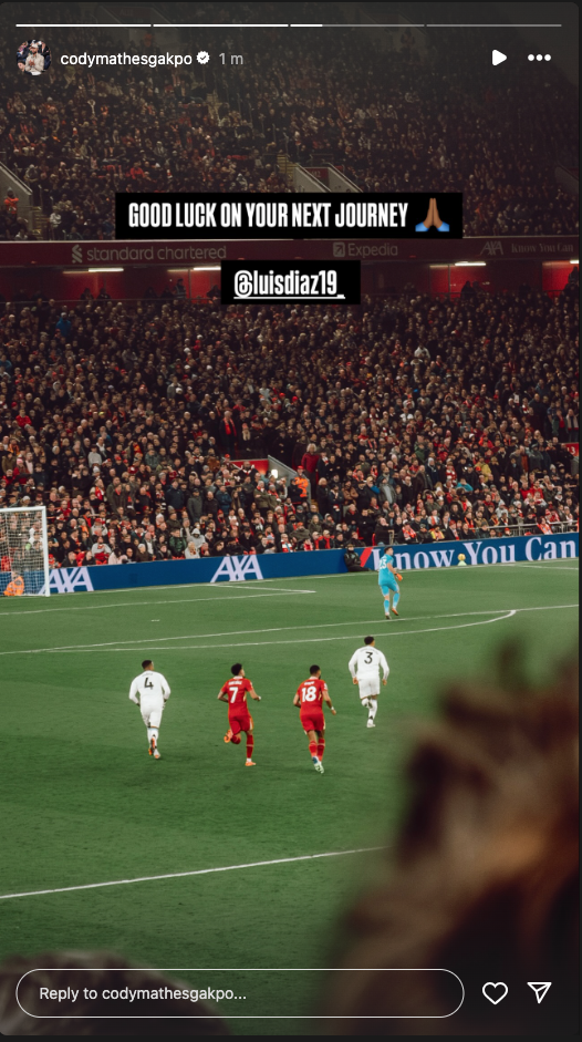 Luis Diaz and Cody Gakpo playing side by side at Anfield